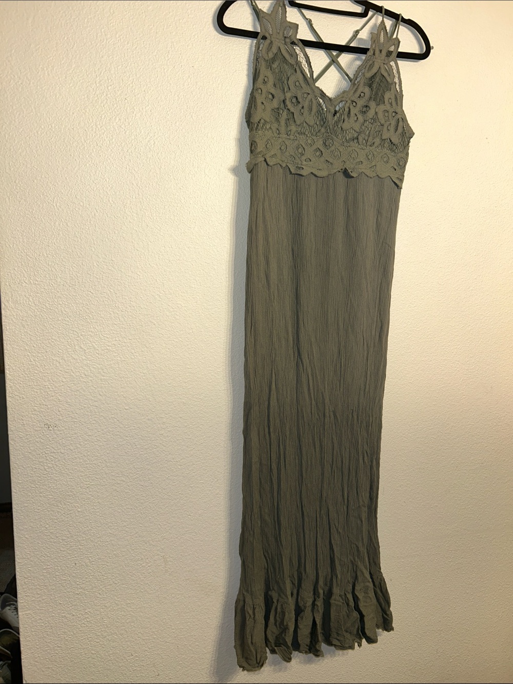 Rue21 Olive Green Crochet-Top Maxi Dress